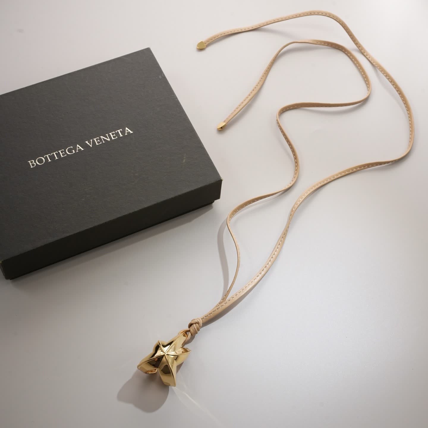 Bottega Veneta Leather & Gold Star Charm Necklace